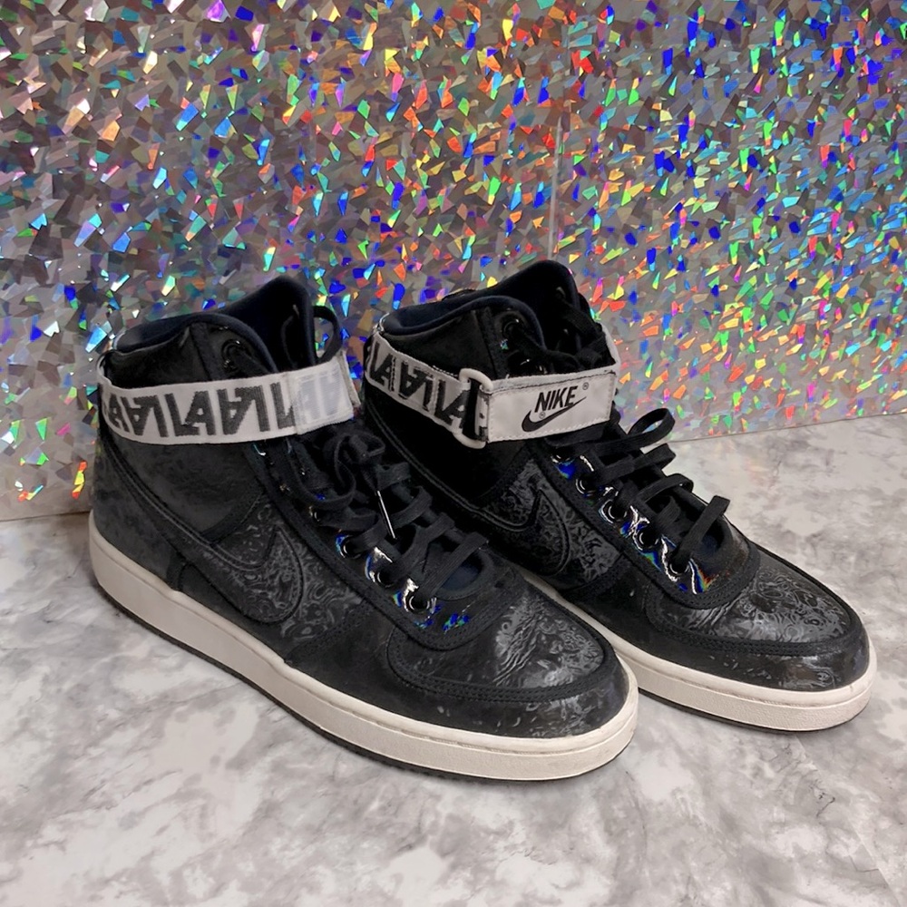 Women’s black holographic Nike Vandal High LA All Stars & Angels Sneakers 8.5